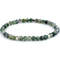 Agate Moss Bracelet, Round, 4mm