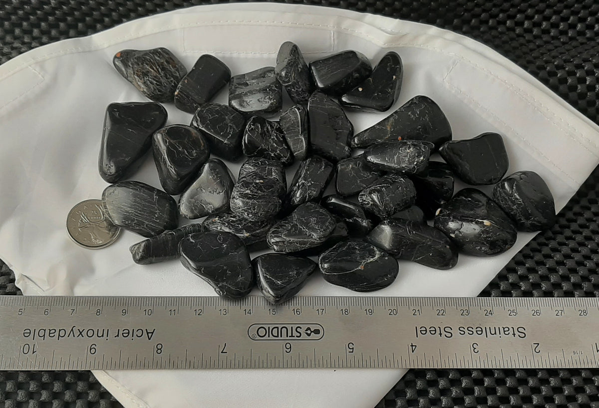 Black Tourmaline Tumble by 250g, Large ~25mm -35mm