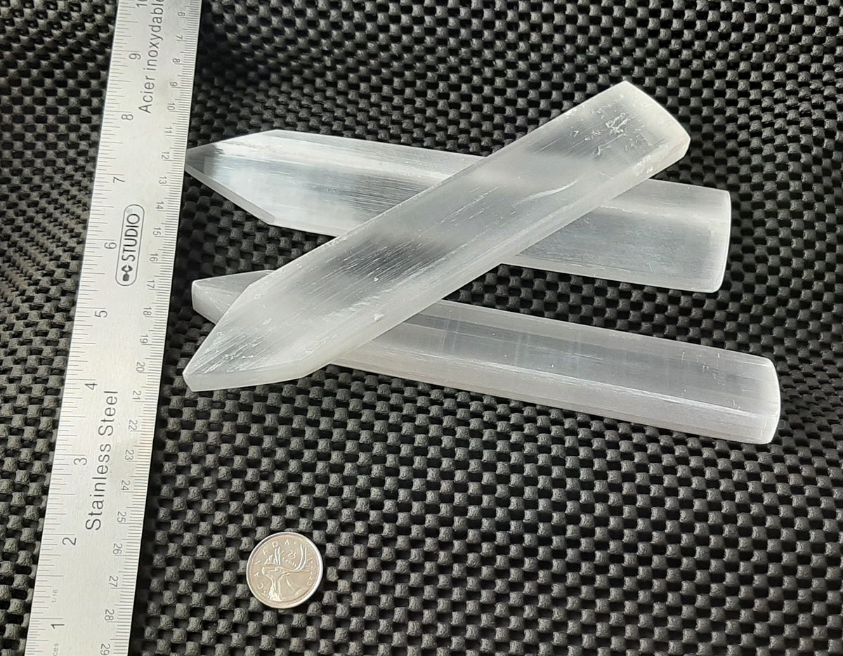 Selenite Flat Wand with Point, Polished RETAIL