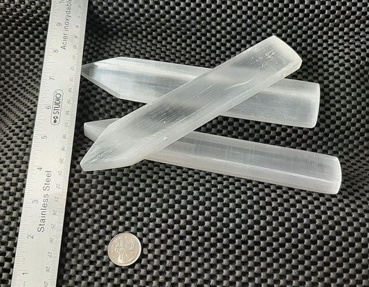 Selenite Flat Wand with Point, Polished RETAIL