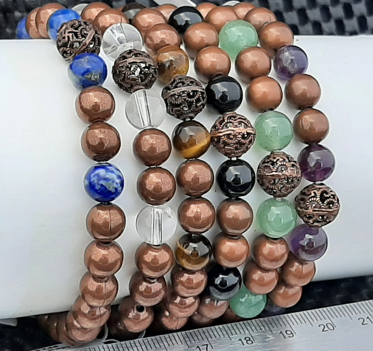 Copper Round Bracelet with Accent Stone, 8mm RETAIL_NO RESTOCK AVAILABLE