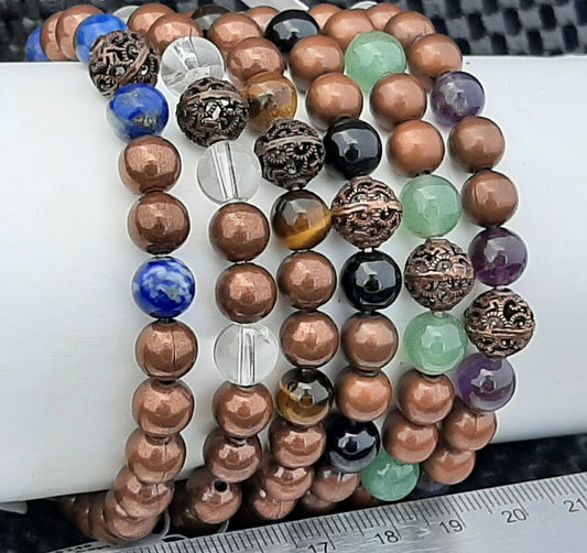 Copper Round Bracelet with Accent Stone, 8mm RETAIL_NO RESTOCK AVAILABLE