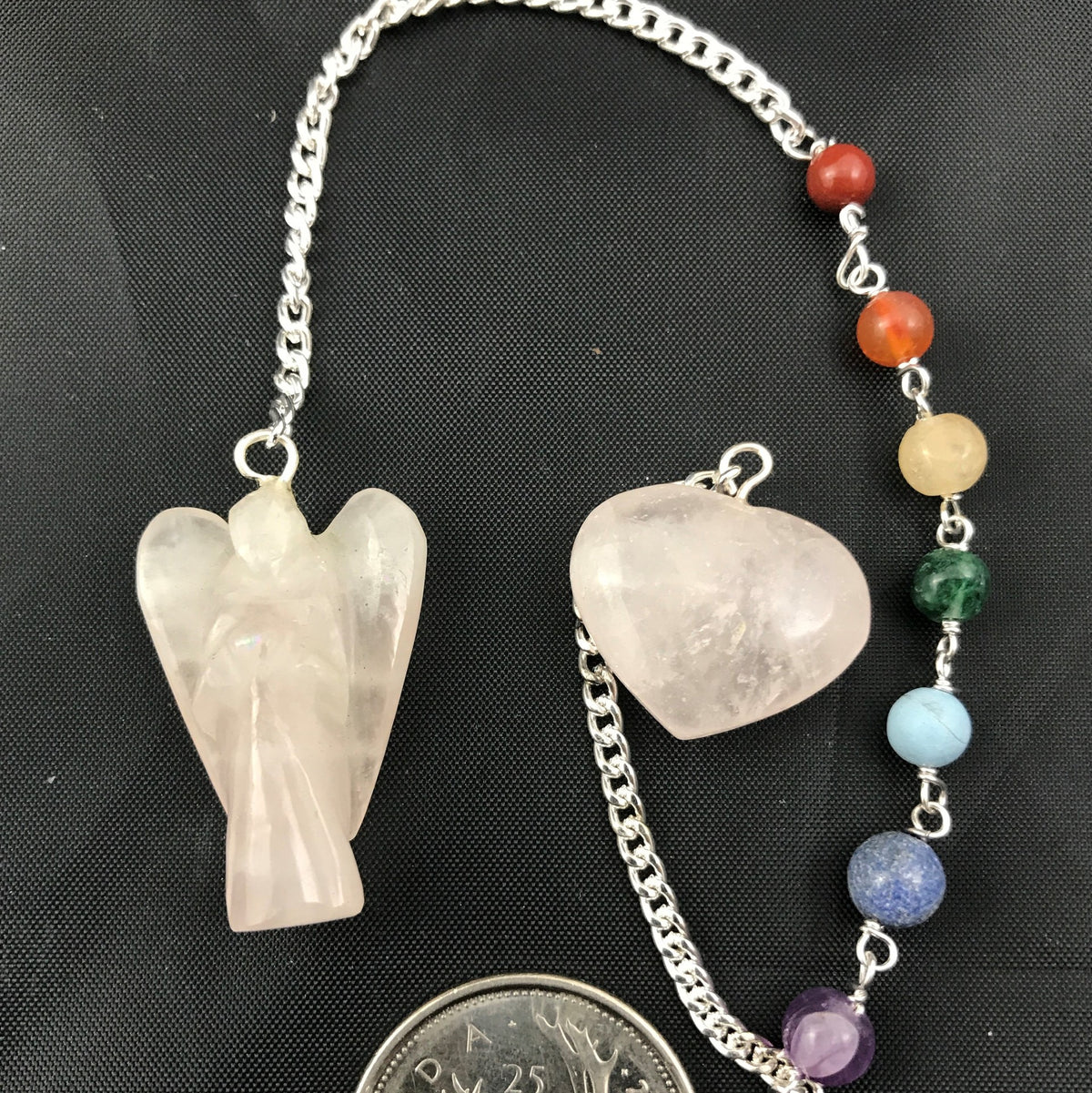 Pendulum, Angel - Rose Quartz with Chakra Chain Retail