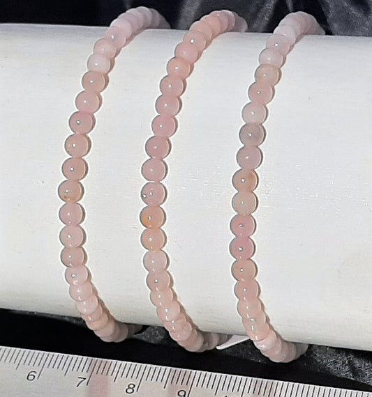 Quartz Rose Round Bracelet, 4mm RETAIL