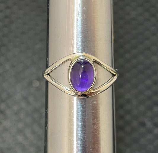 6*8mm Oval Stone, Sterling Silver Ring with Split Band