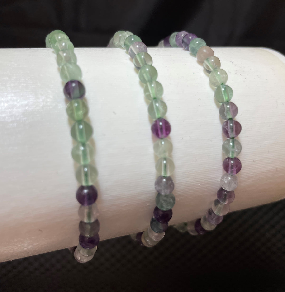 Fluorite Rainbow Round Bracelet, 4mm RETAIL