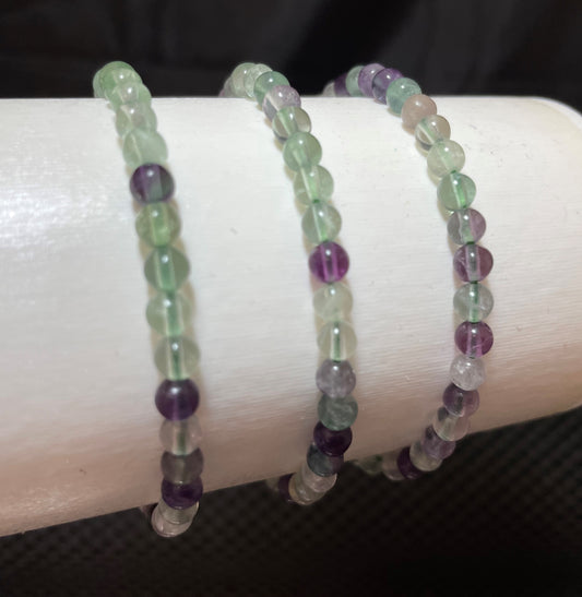Fluorite Rainbow Round Bracelet, 4mm RETAIL