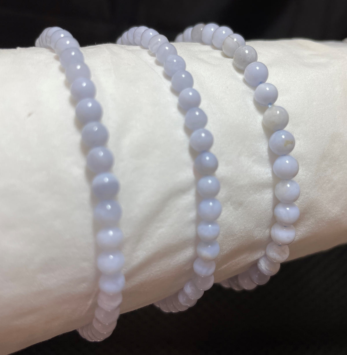 Agate Blue Lace Bracelet, Round, 4mm