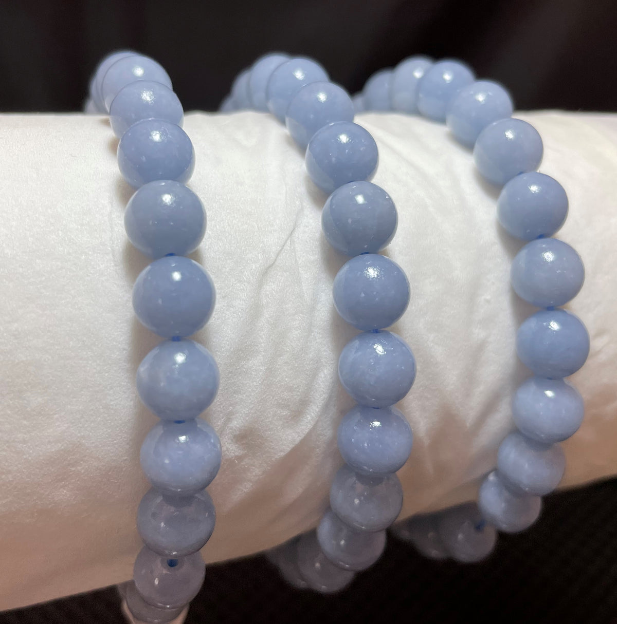 Angelite Round Bracelet, 8mm RETAIL_BK