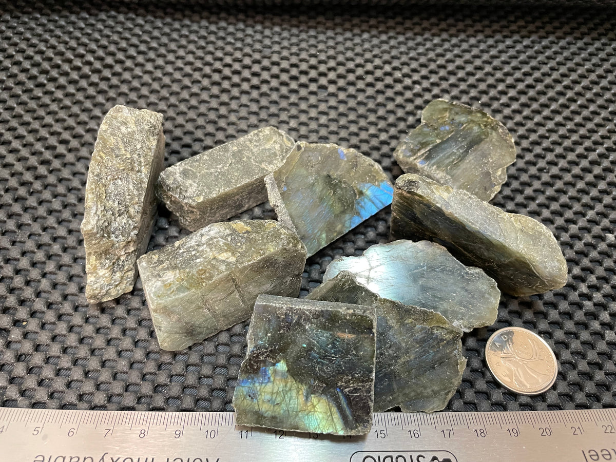 Labradorite One Side Polished Pebbles by KG, 3cm - 5cm