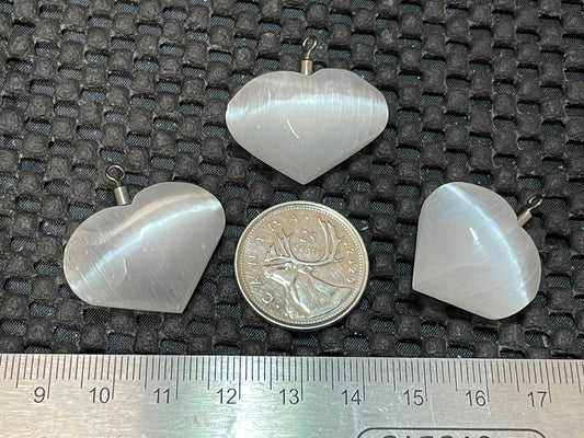 Selenite Pendant, Heart with Bail, 10pack
