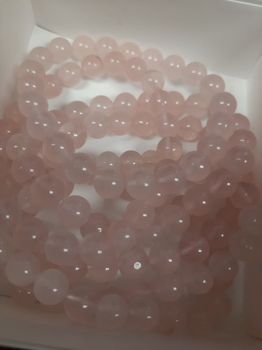 Quartz Rose A+ Round Bracelet, 8mm RETAIL
