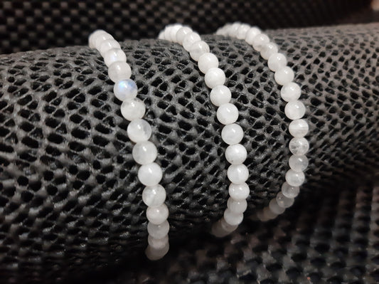 Moonstone Rainbow Round Bracelet, 4mm RETAIL