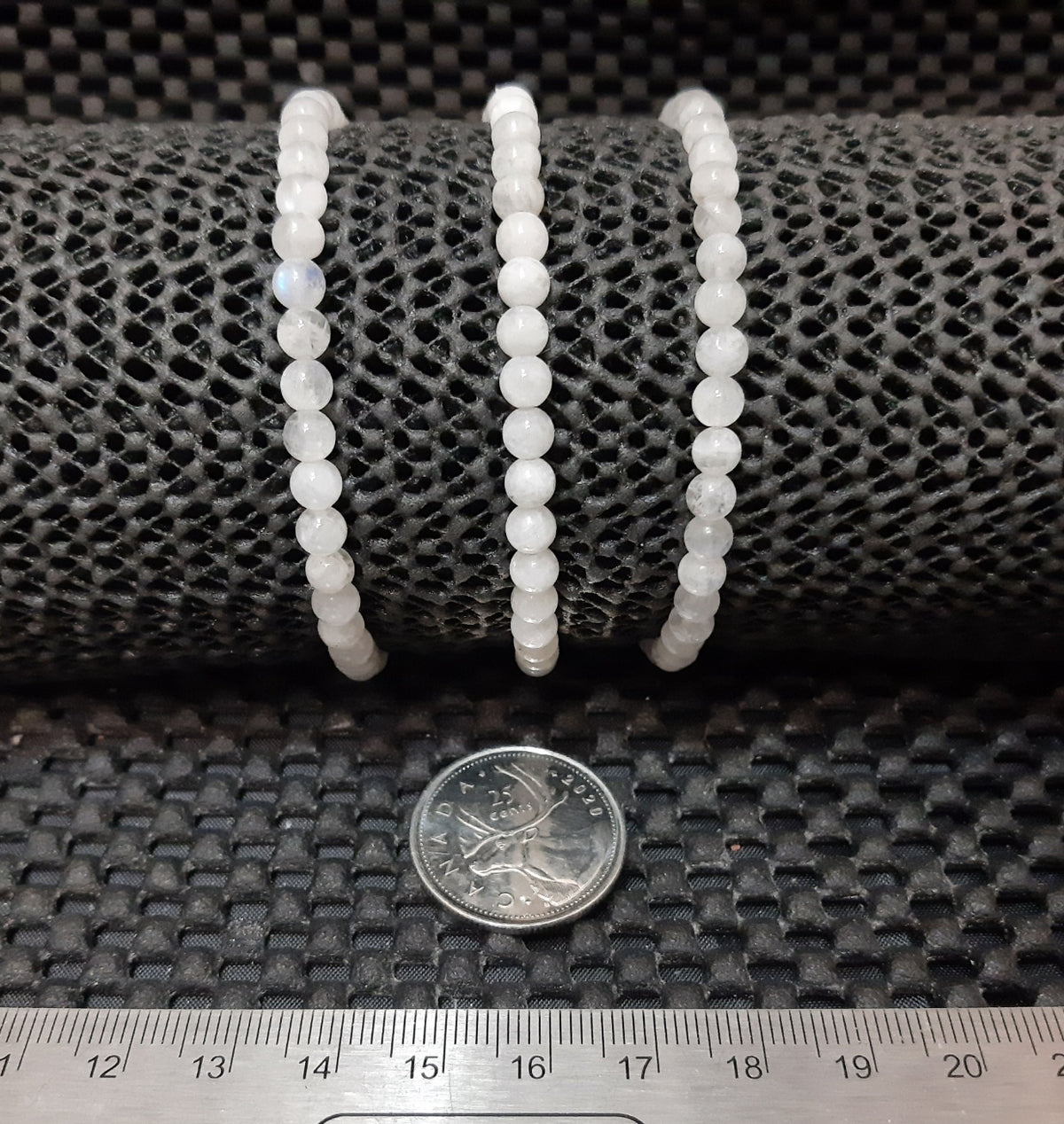 Moonstone Rainbow Round Bracelet, 4mm RETAIL
