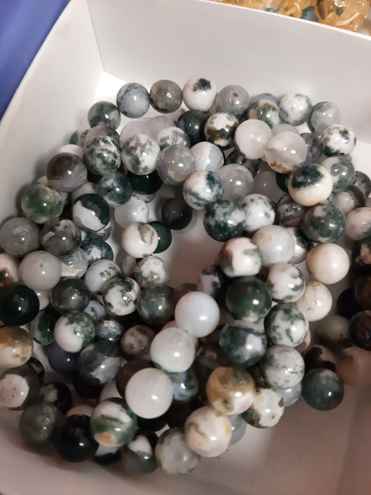 Agate Tree Bracelet, Round, 8mm